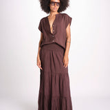 camicia con bottoni CLARENCELK CHOCOLAT laraethnics 