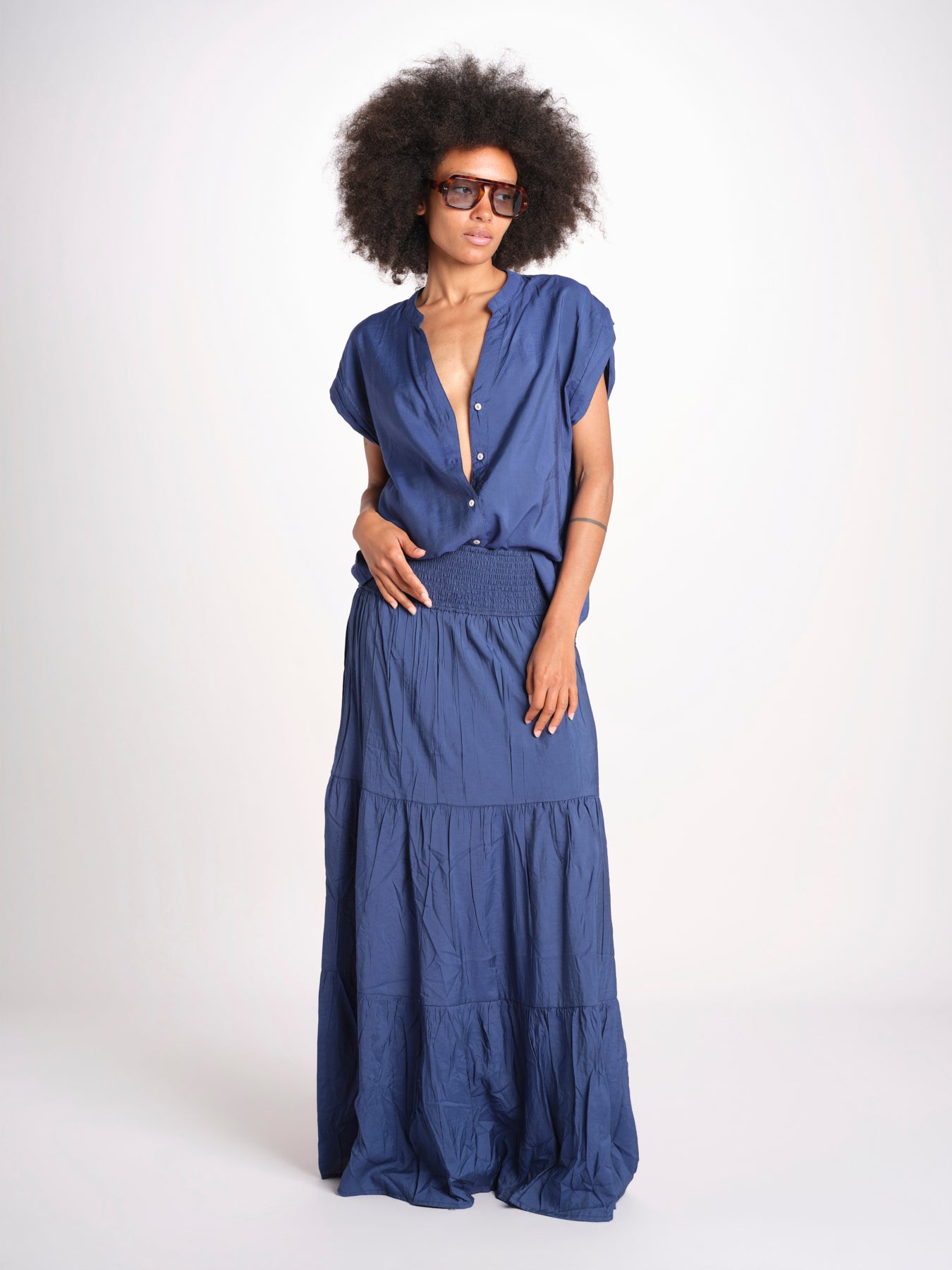 camicia con bottoni CLARENCELK DENIM laraethnics 