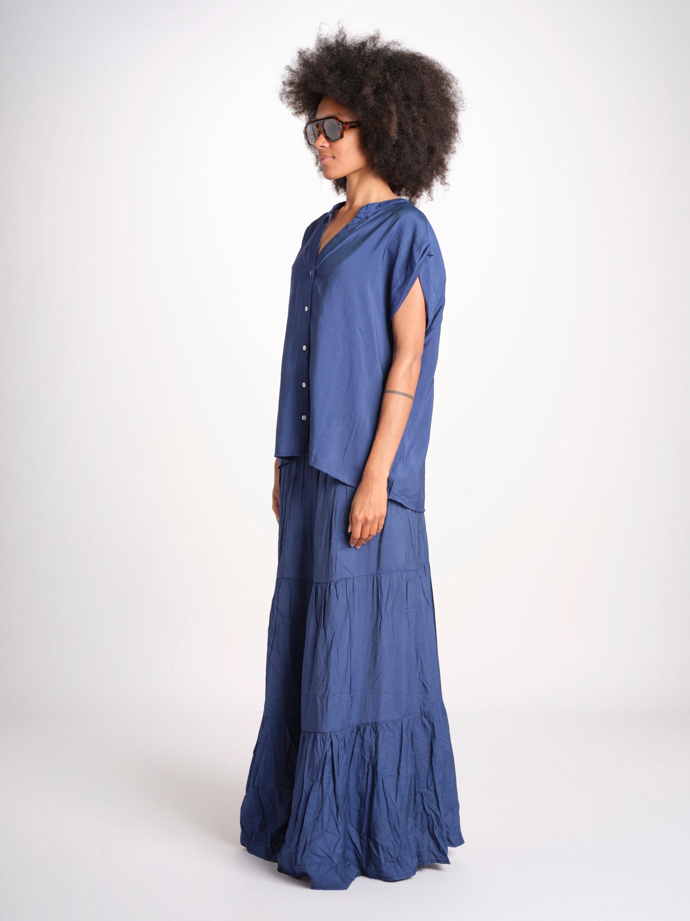 camicia con bottoni CLARENCELK DENIM laraethnics 
