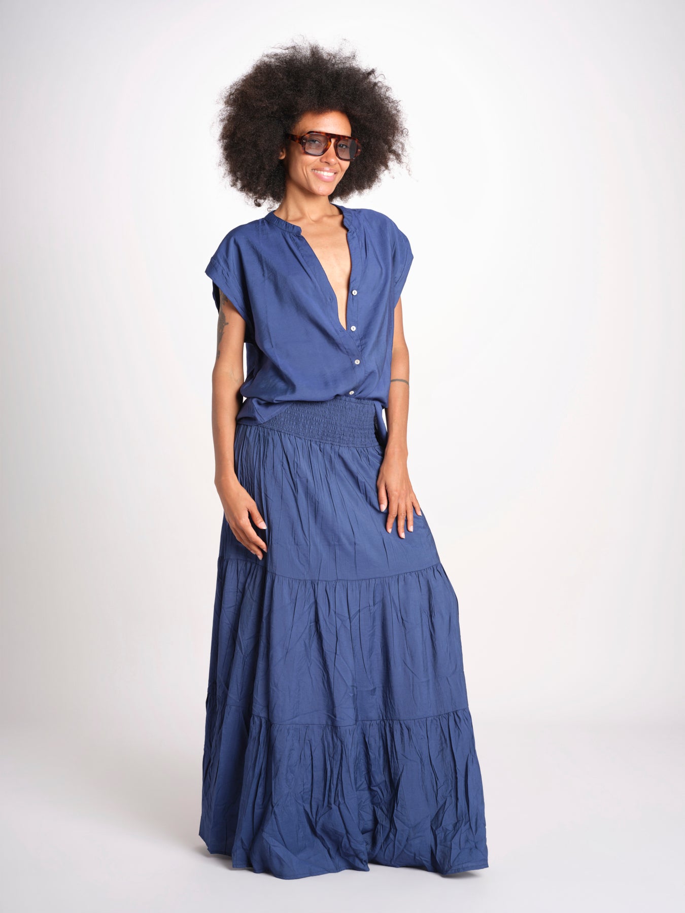 camicia con bottoni CLARENCELK DENIM laraethnics 