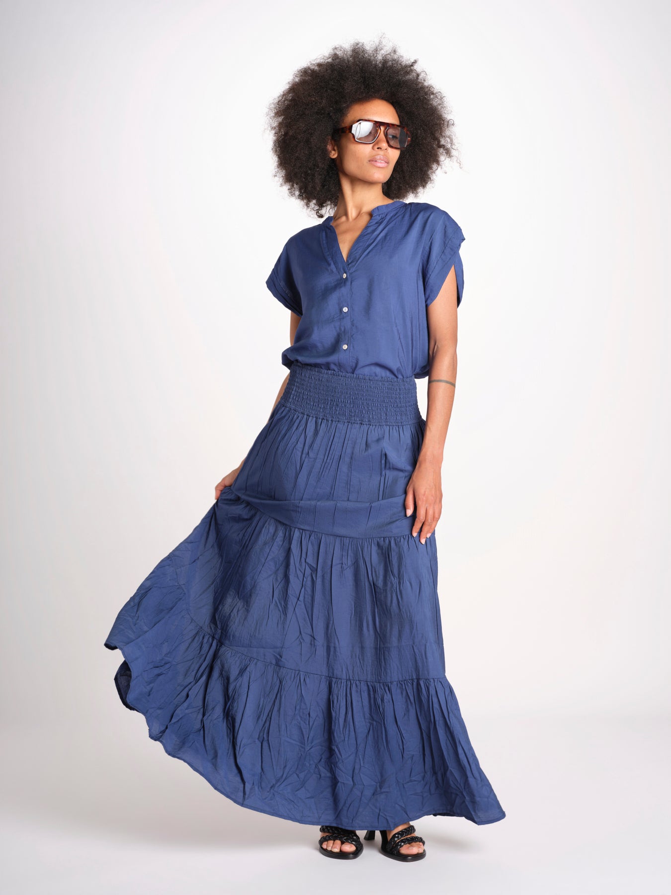 camicia con bottoni CLARENCELK DENIM laraethnics 