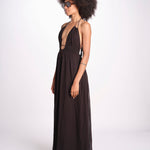 abito lungo scollo e nodo CORALBLK NOIR laraethnics 