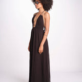 abito lungo scollo e nodo CORALBLK NOIR laraethnics 