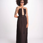 abito lungo scollo e nodo CORALBLK NOIR laraethnics 