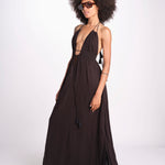abito lungo scollo e nodo CORALBLK NOIR laraethnics 