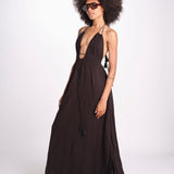 abito lungo scollo e nodo CORALBLK NOIR laraethnics 
