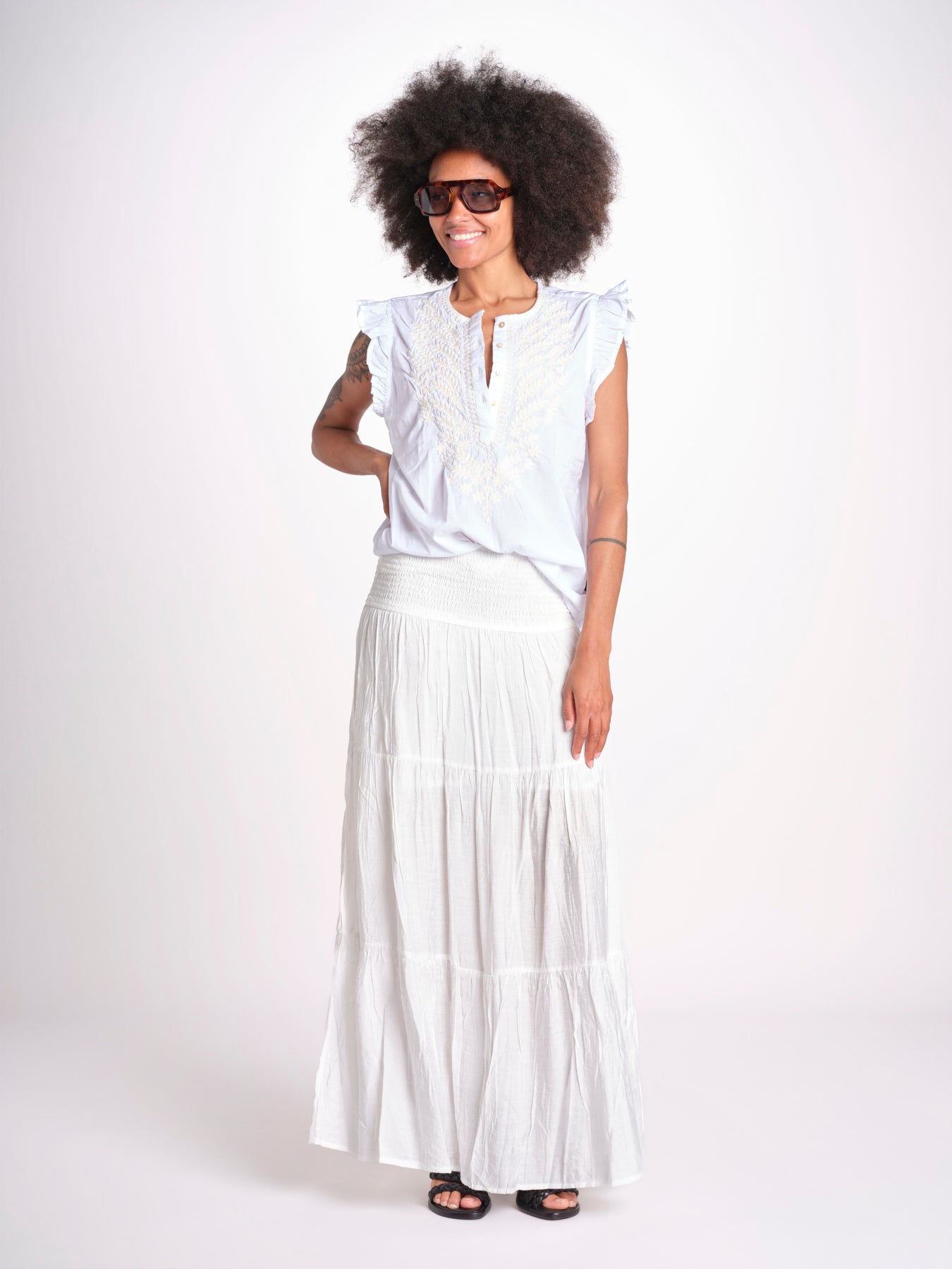 camicia con ricamo HEITABLATU BLANC laraethnics 