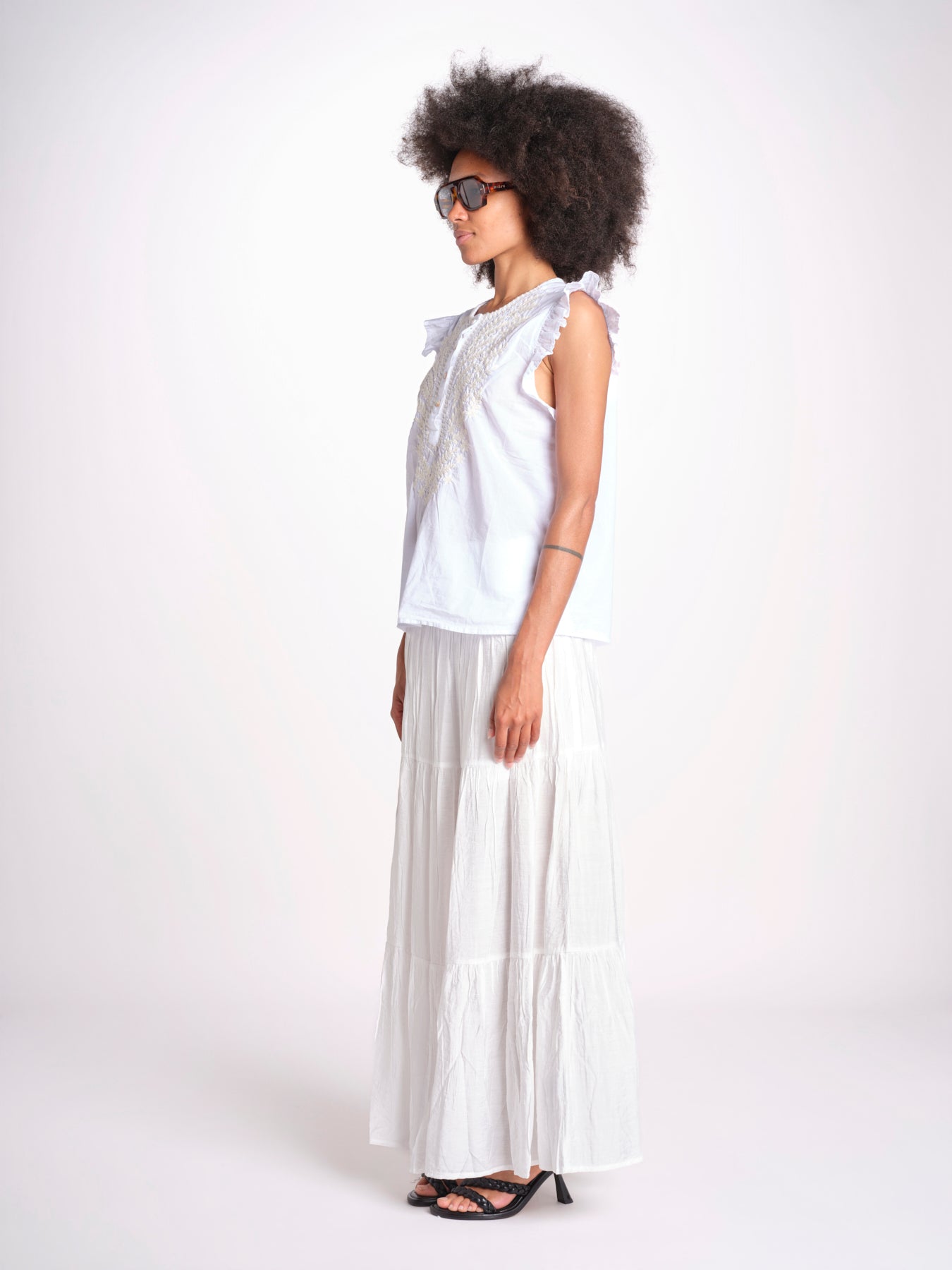 camicia con ricamo HEITABLATU BLANC laraethnics 