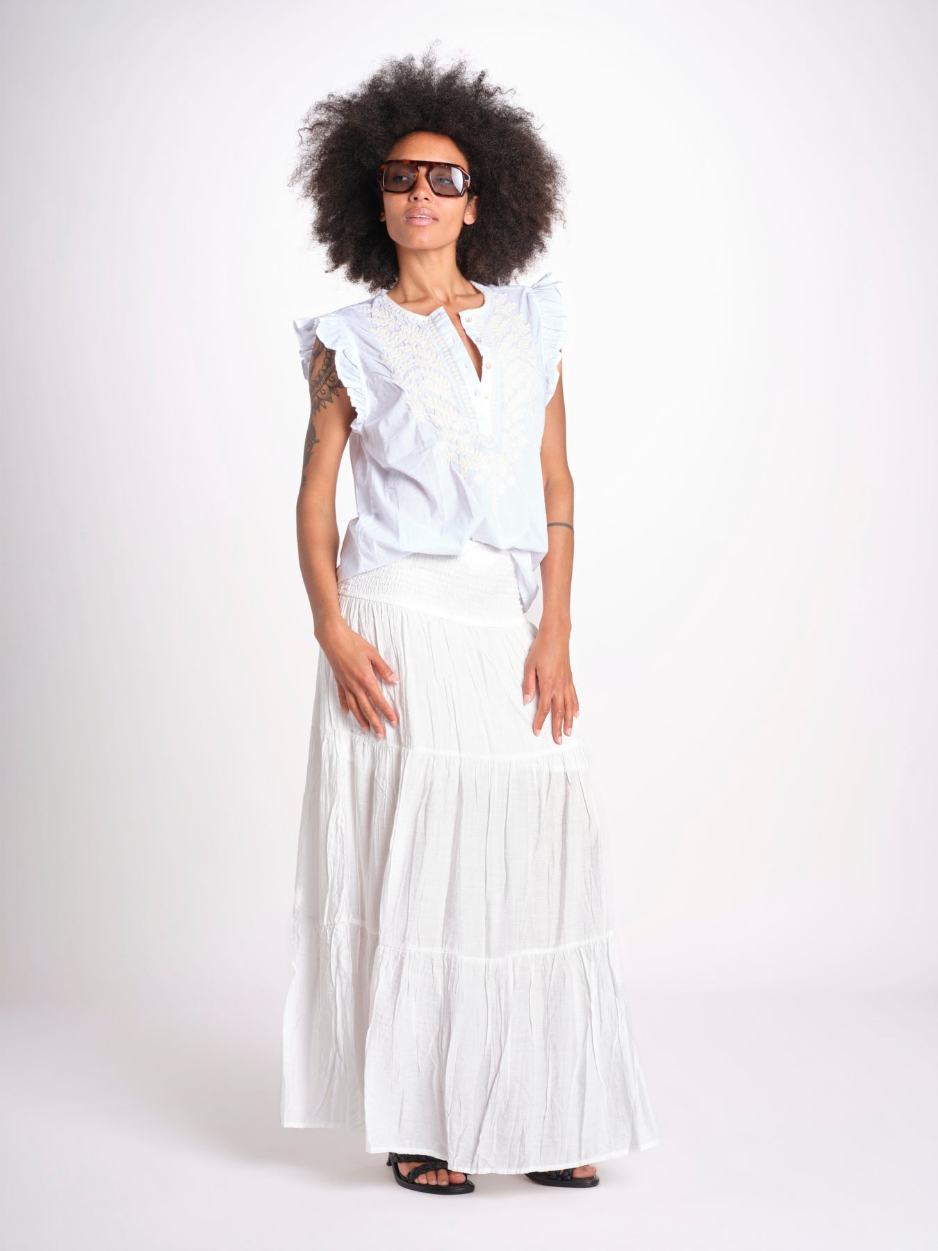 camicia con ricamo HEITABLATU BLANC laraethnics 