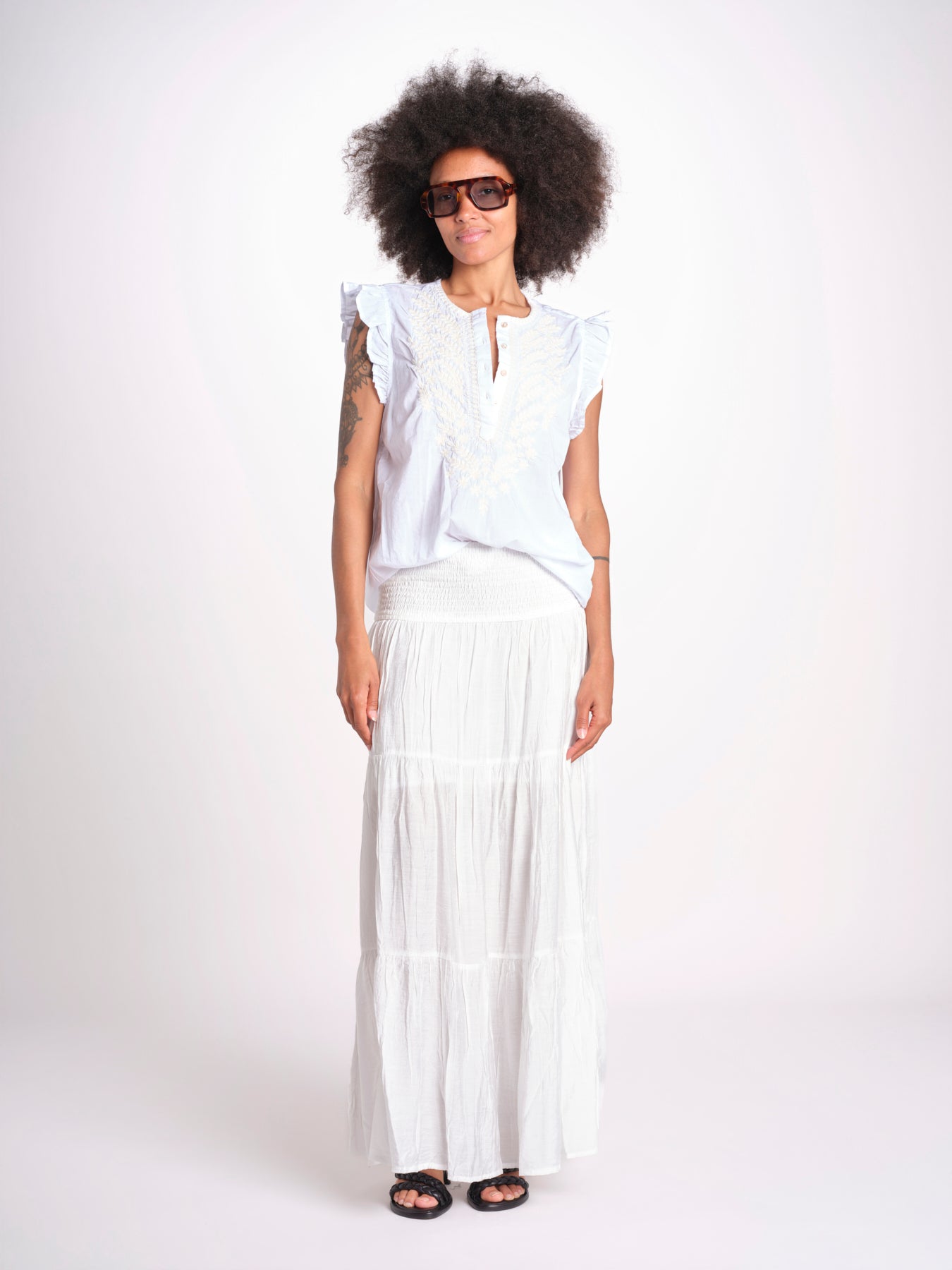 camicia con ricamo HEITABLATU BLANC laraethnics 