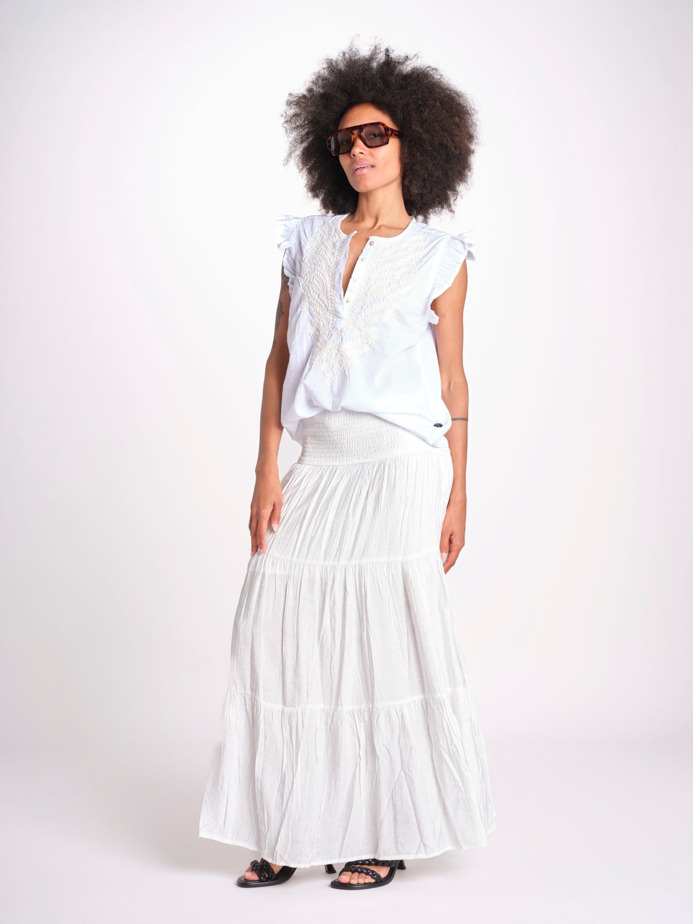 camicia con ricamo HEITABLATU BLANC laraethnics 