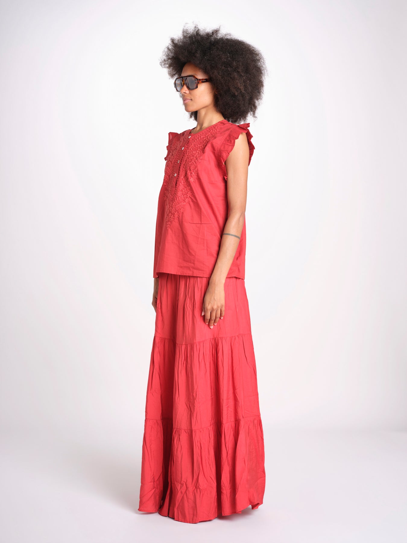 camicia con ricamo HEITABLATU CRANBERRY laraethnics 