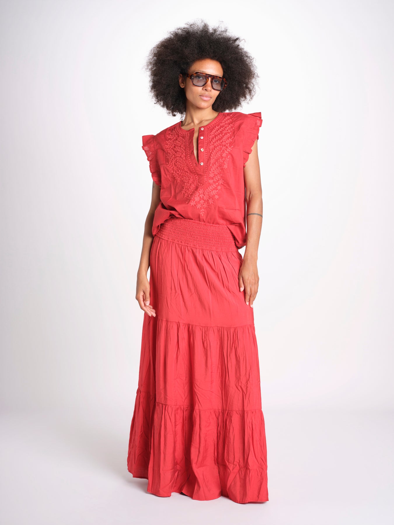 camicia con ricamo HEITABLATU CRANBERRY laraethnics 