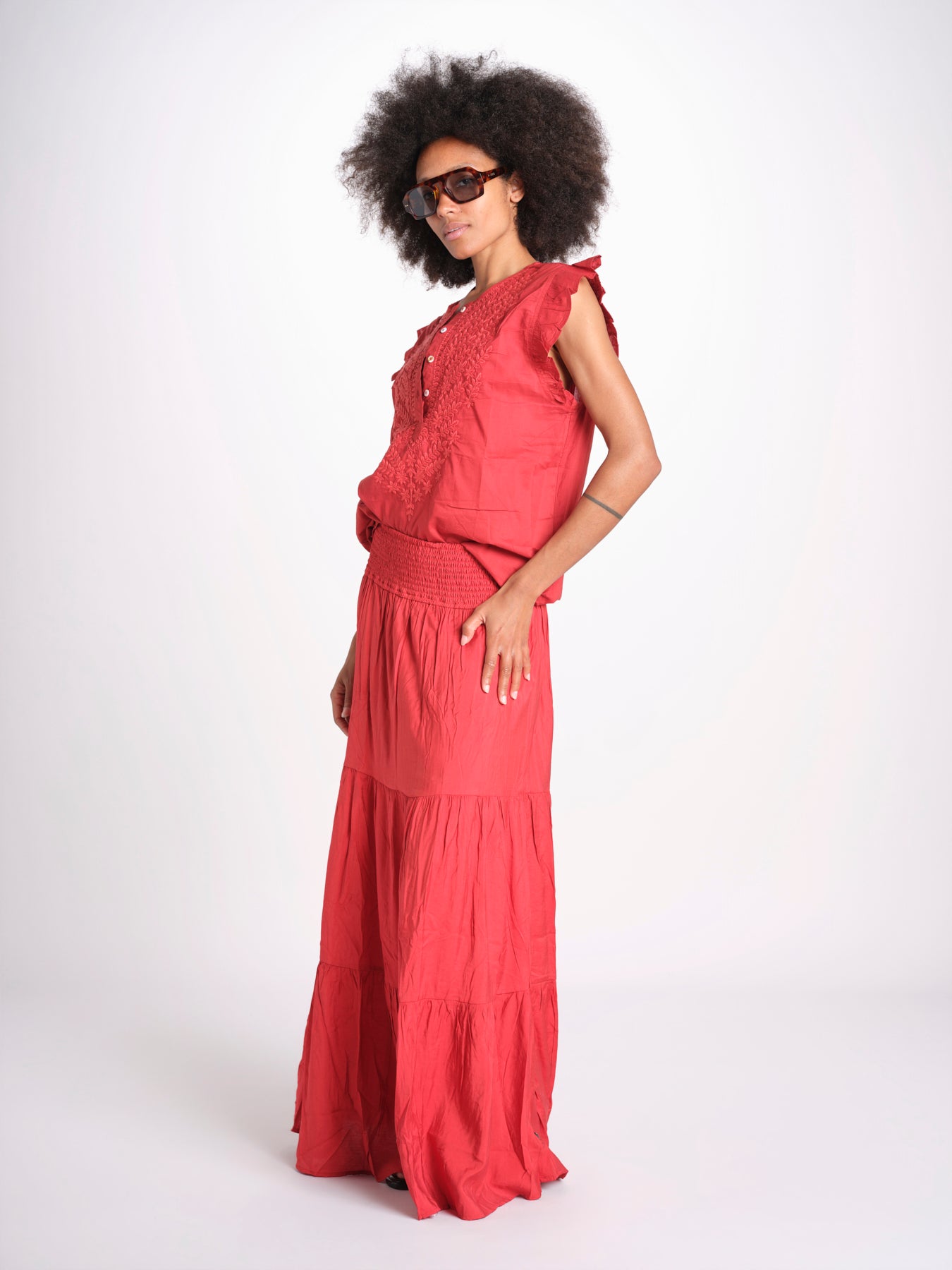 camicia con ricamo HEITABLATU CRANBERRY laraethnics 