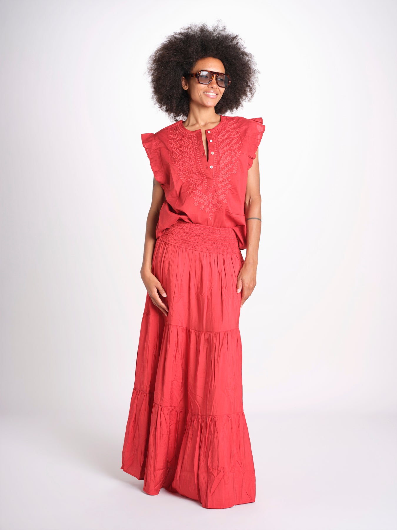 camicia con ricamo HEITABLATU CRANBERRY laraethnics 