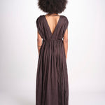 abito con nervature legato in vita MIKONBLK CHOCOLAT laraethnics 