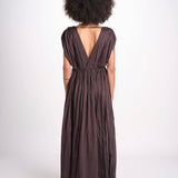 abito con nervature legato in vita MIKONBLK CHOCOLAT laraethnics 