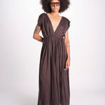 abito con nervature legato in vita MIKONBLK CHOCOLAT laraethnics 