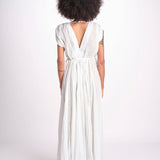 abito con nervature legato in vita MIKONBLK IVOIRE laraethnics 