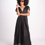 abito con nervature legato in vita MIKONBLK NOIR laraethnics 