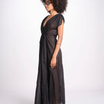 abito con nervature legato in vita MIKONBLK NOIR laraethnics 