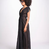 abito con nervature legato in vita MIKONBLK NOIR laraethnics 