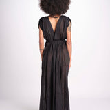 abito con nervature legato in vita MIKONBLK NOIR laraethnics 
