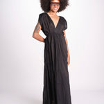 abito con nervature legato in vita MIKONBLK NOIR laraethnics 
