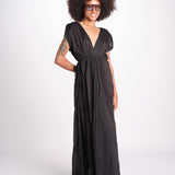 abito con nervature legato in vita MIKONBLK NOIR laraethnics 
