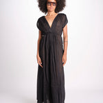 abito con nervature legato in vita MIKONBLK NOIR laraethnics 