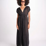 abito con nervature legato in vita MIKONBLK NOIR laraethnics 