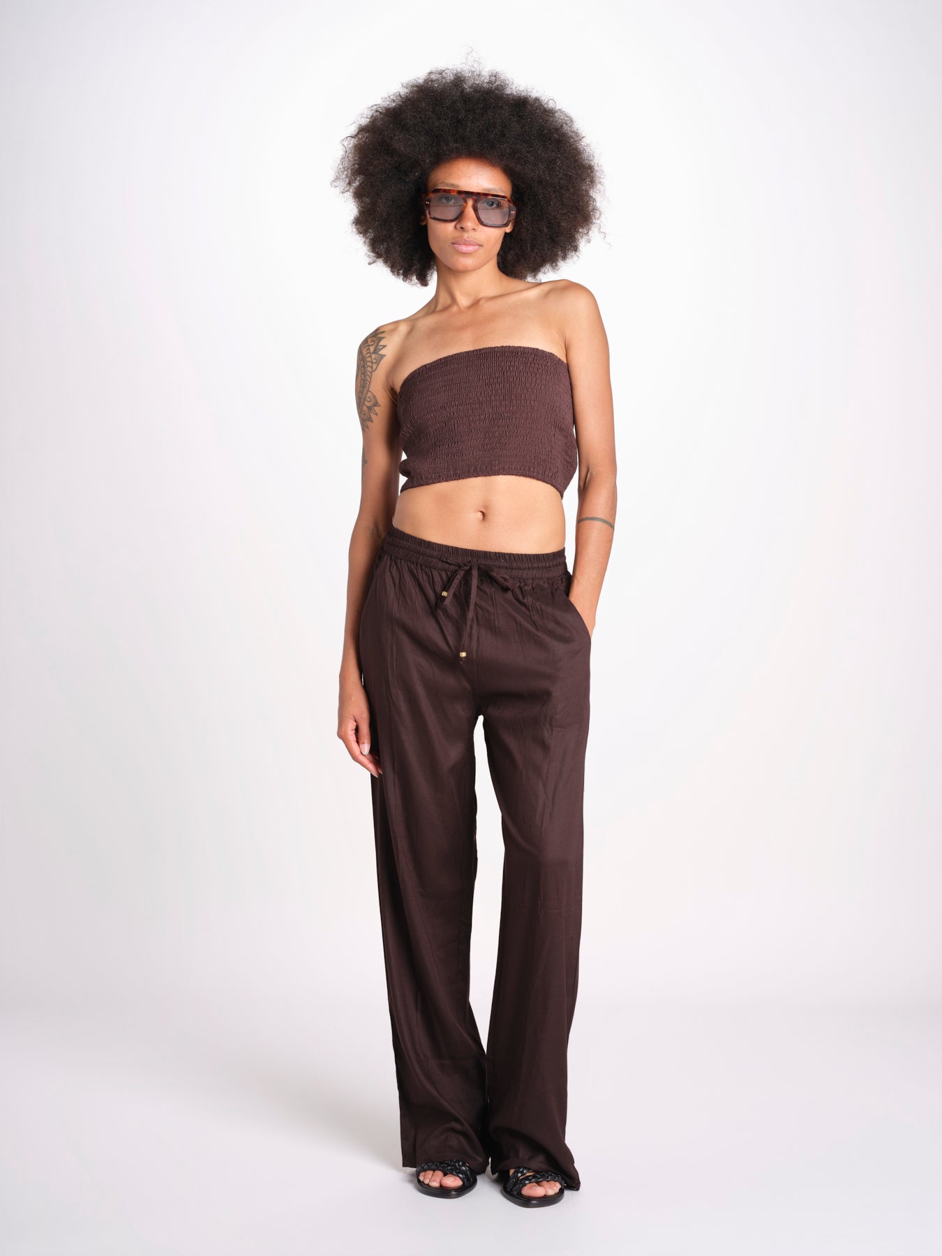 pantalone con coulisse SUMBAWAIVR CHOCOLAT laraethnics 