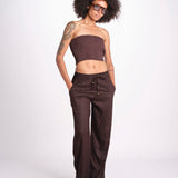 pantalone con coulisse SUMBAWAIVR CHOCOLAT laraethnics 