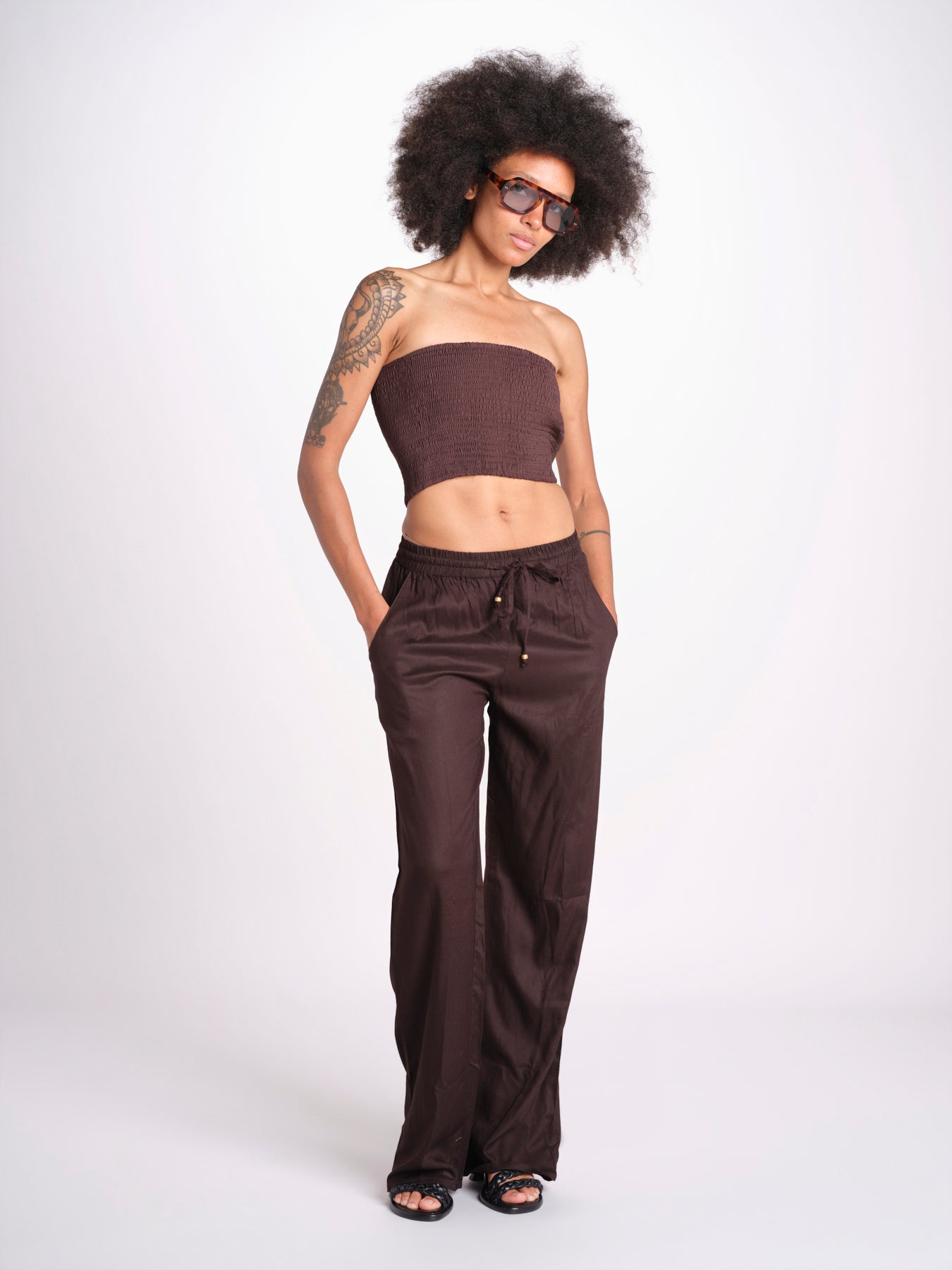 pantalone con coulisse SUMBAWAIVR CHOCOLAT laraethnics 
