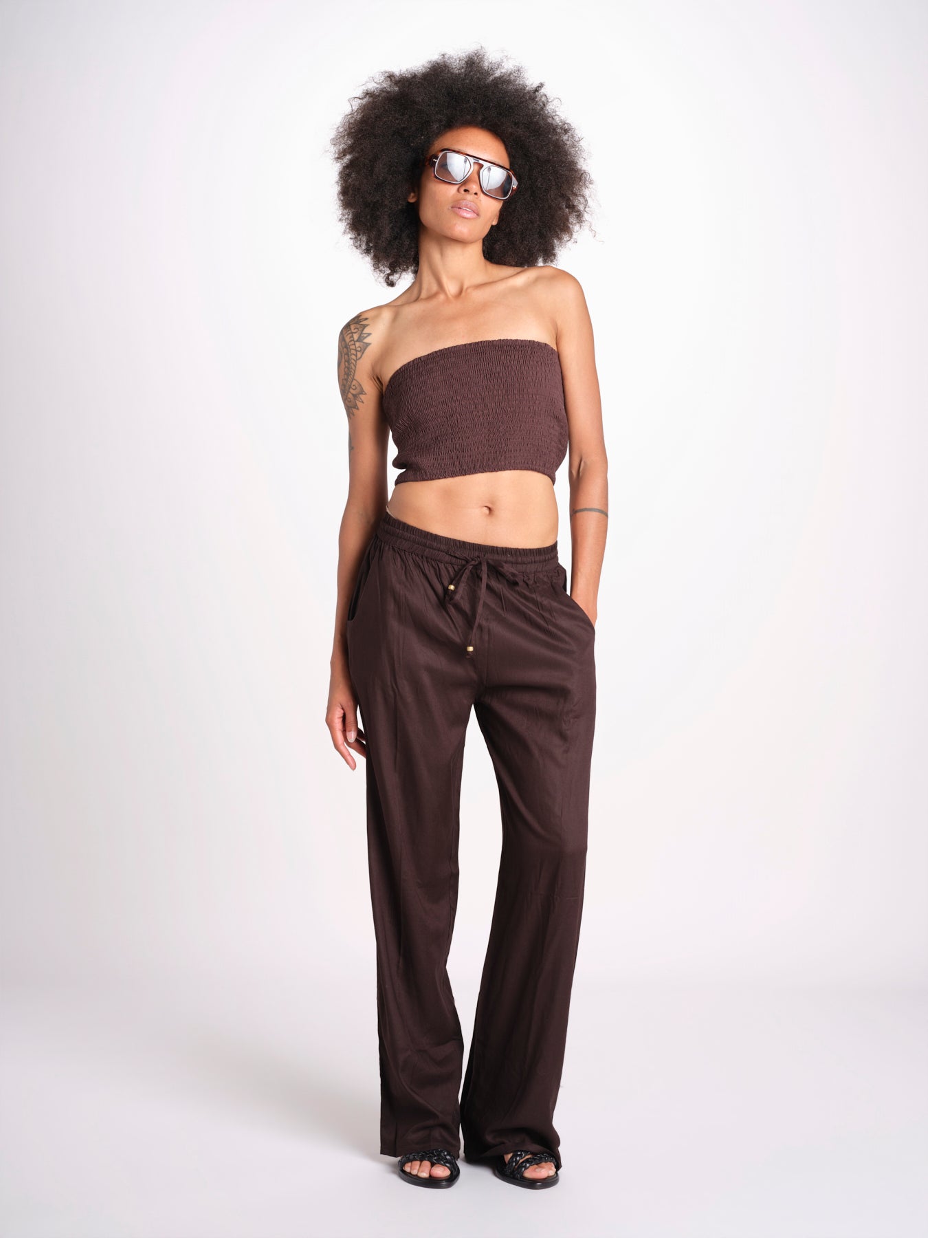 pantalone con coulisse SUMBAWAIVR CHOCOLAT laraethnics 
