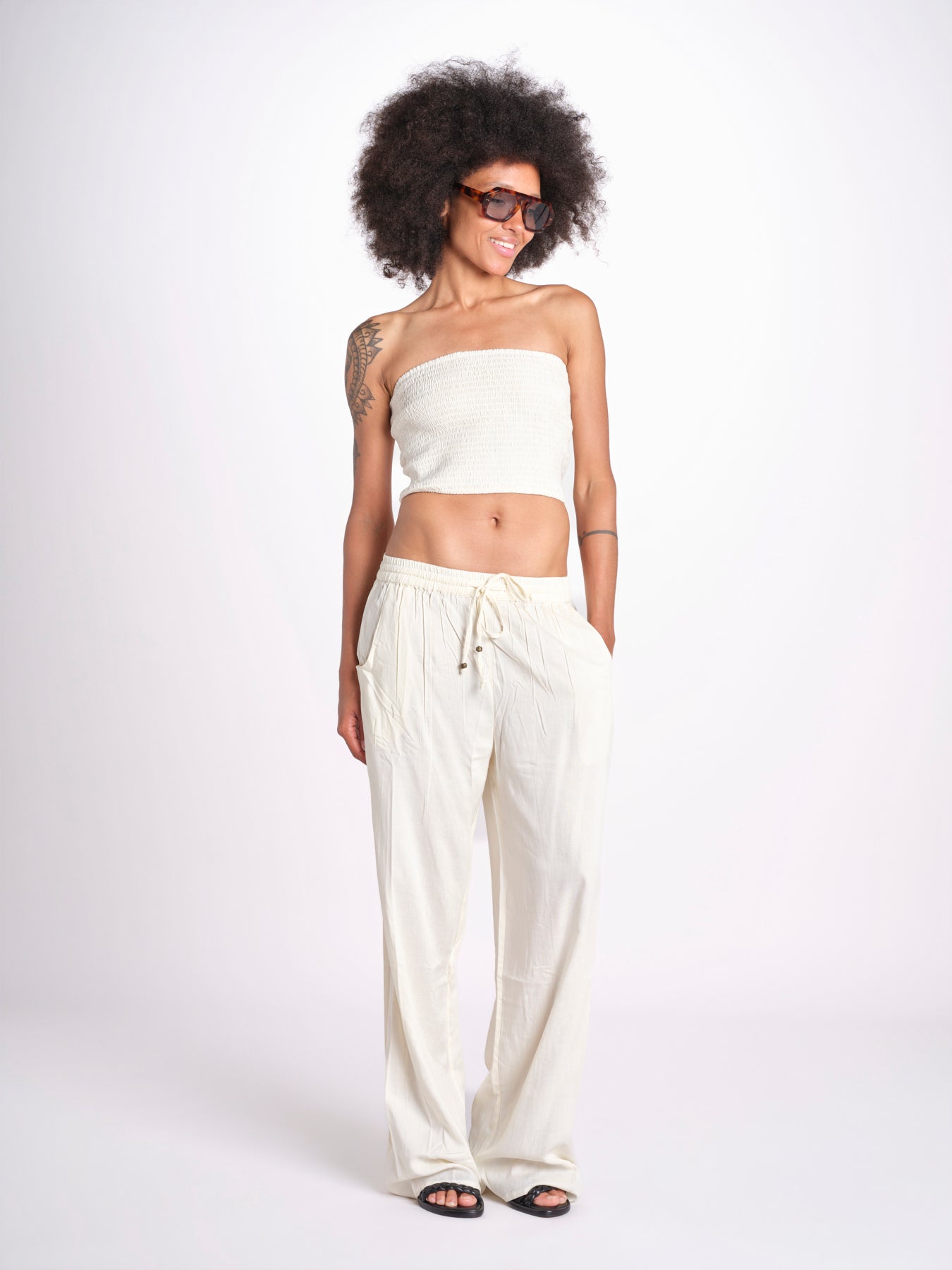 pantalone con coulisse SUMBAWAIVR IVOIRE laraethnics 
