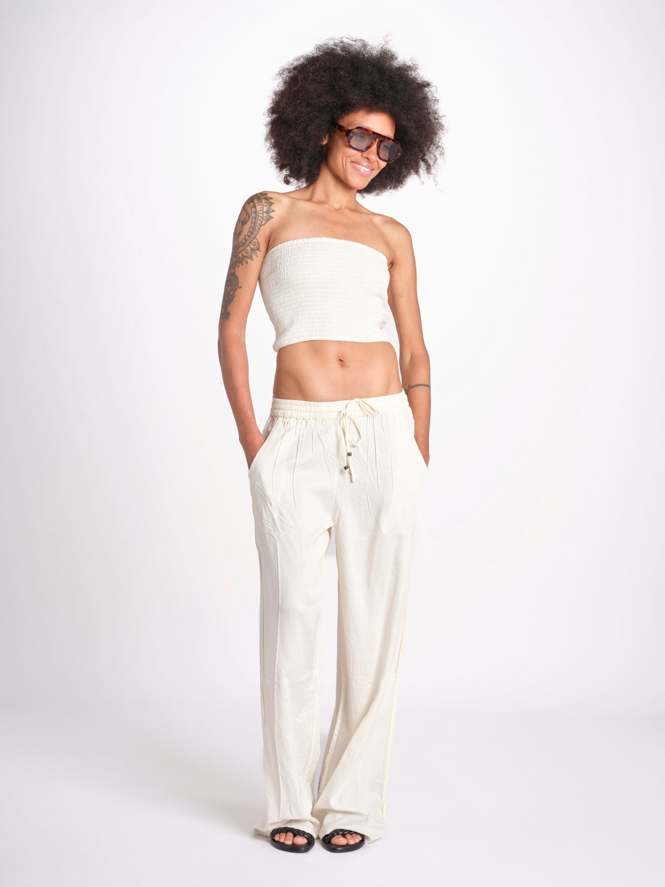 pantalone con coulisse SUMBAWAIVR IVOIRE laraethnics 