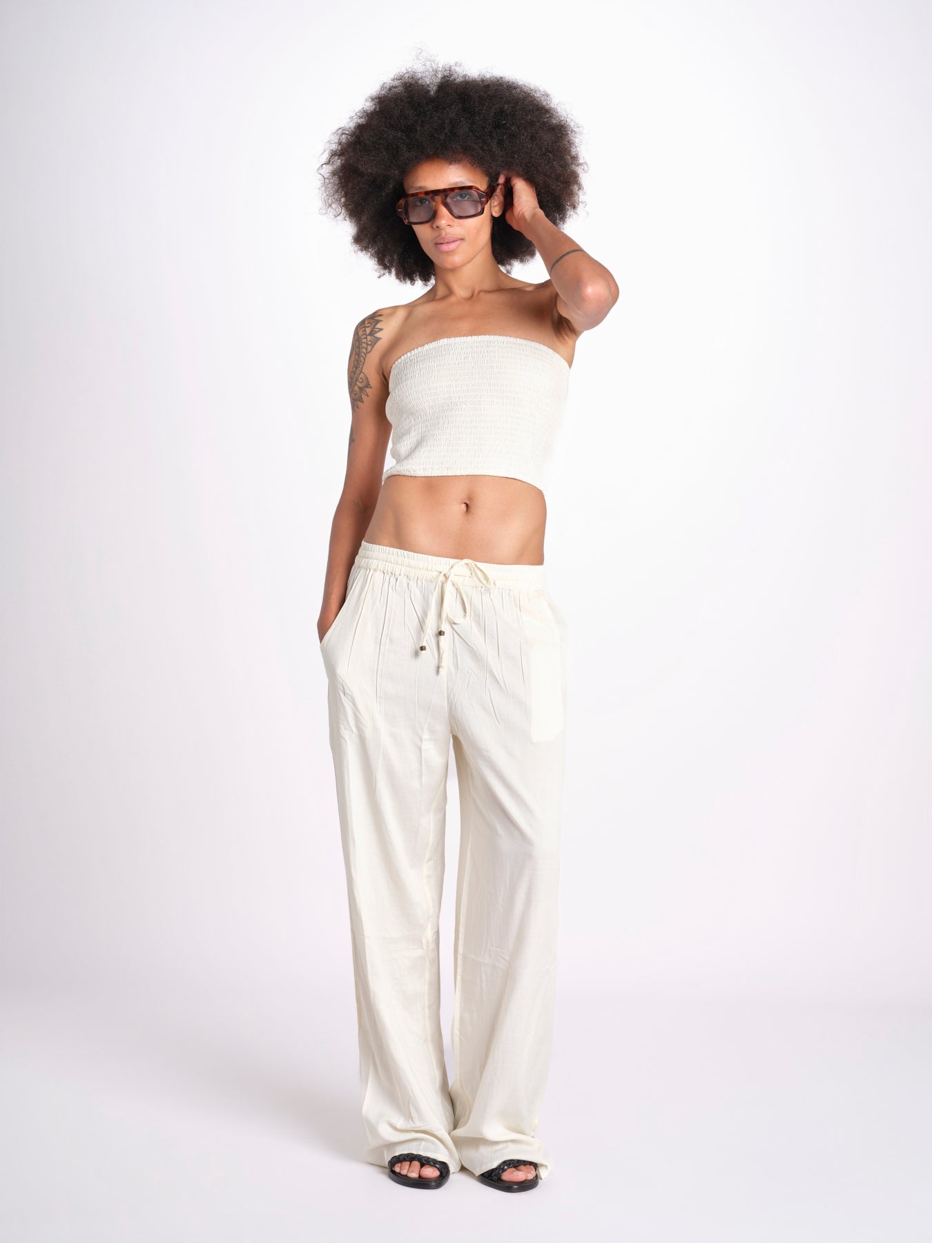 pantalone con coulisse SUMBAWAIVR IVOIRE laraethnics 