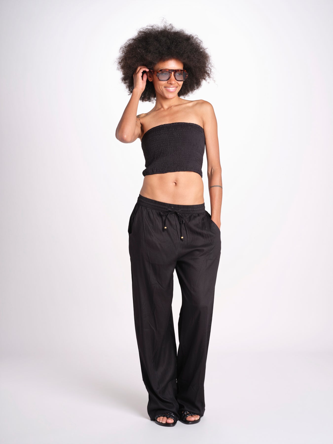 pantalone con coulisse SUMBAWAIVR NOIR laraethnics 