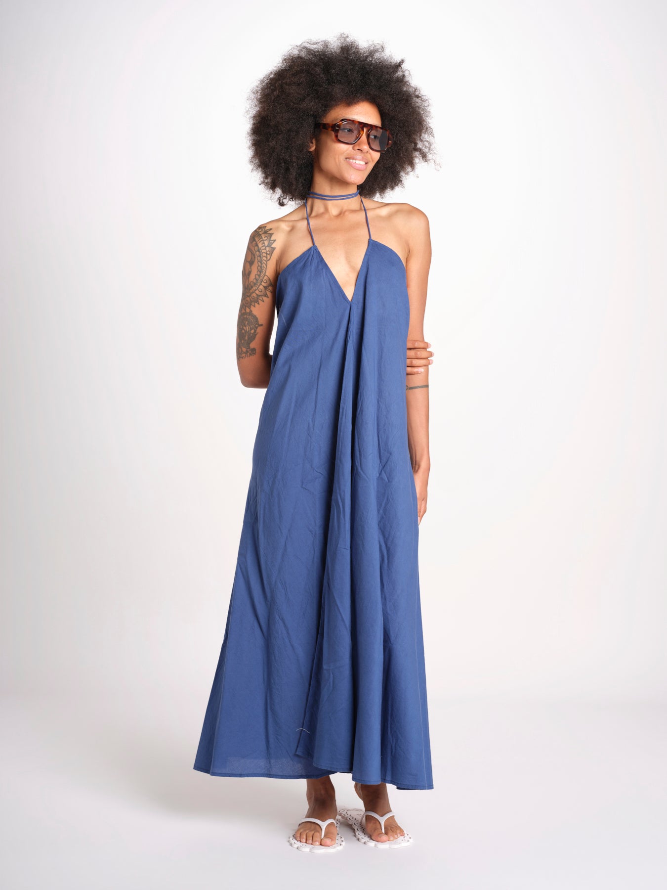 abito lungo triangolo VICTOBLATU DENIM laraethnics 