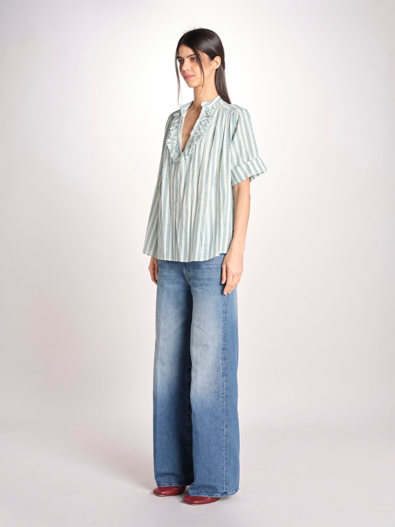 Camicia a righe DIDA SHO71RDIDA-GRE GREEN STRIPES laurence bras 