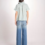 Camicia a righe e collo con rouches ESCARGOT SH71RESCARG-GRE GREEN STRIPES laurence bras 