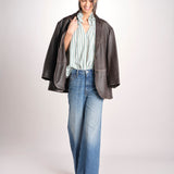 Camicia a righe e collo con rouches ESCARGOT SH71RESCARG-GRE GREEN STRIPES laurence bras 