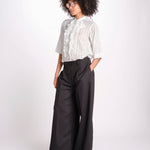 camicia gessata argento con rouches MAGRITASHORTSH73UMAGRIT-WHI WHITE laurence bras 