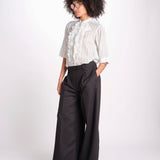 camicia gessata argento con rouches MAGRITASHORTSH73UMAGRIT-WHI WHITE laurence bras 