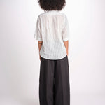 camicia gessata argento con rouches MAGRITASHORTSH73UMAGRIT-WHI WHITE laurence bras 