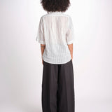 camicia gessata argento con rouches MAGRITASHORTSH73UMAGRIT-WHI WHITE laurence bras 