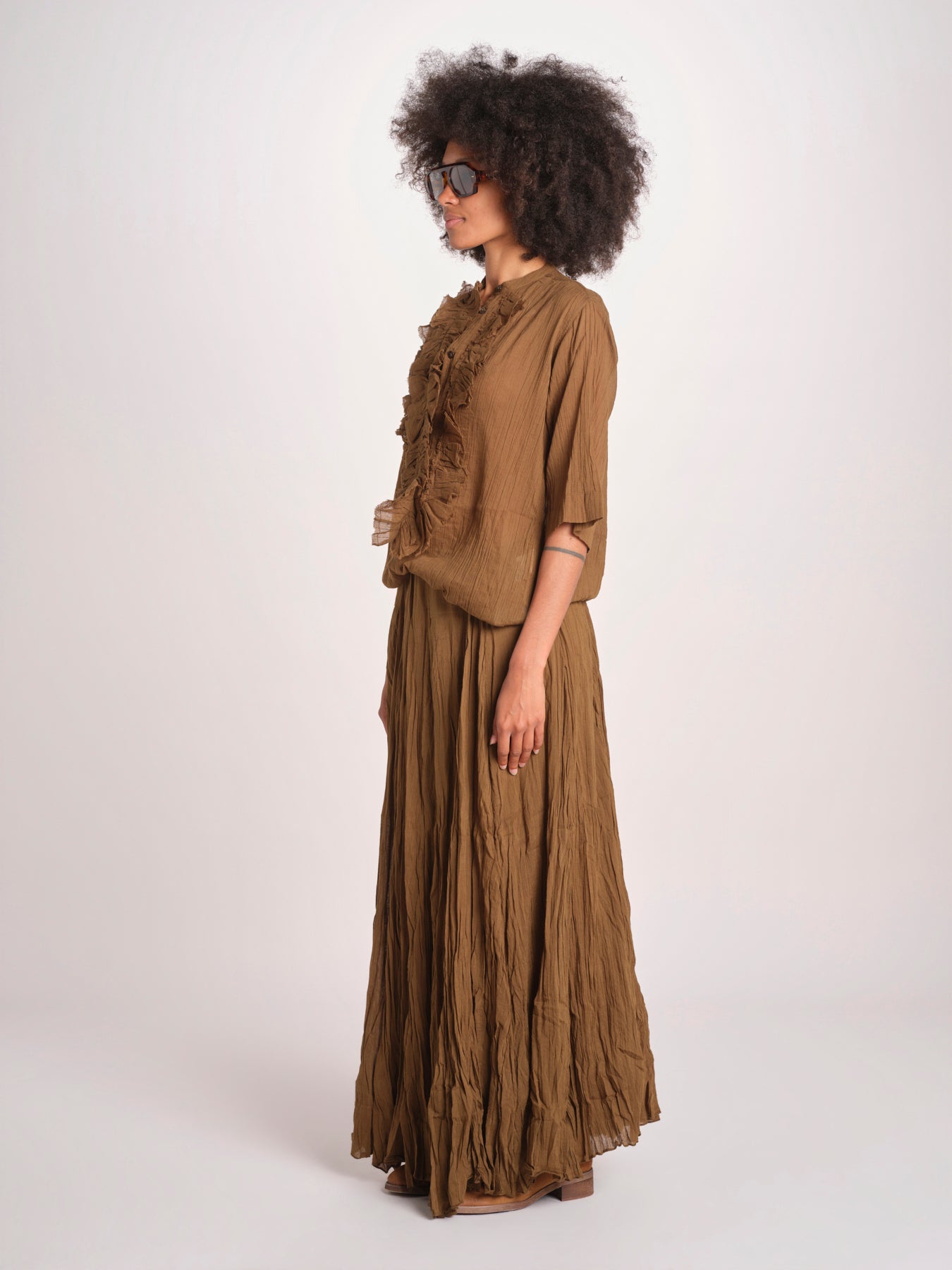 MAGRITA camicia con rouches manica corta MAGRITA SH075MAGRIT.KHA KHAKI laurence bras 