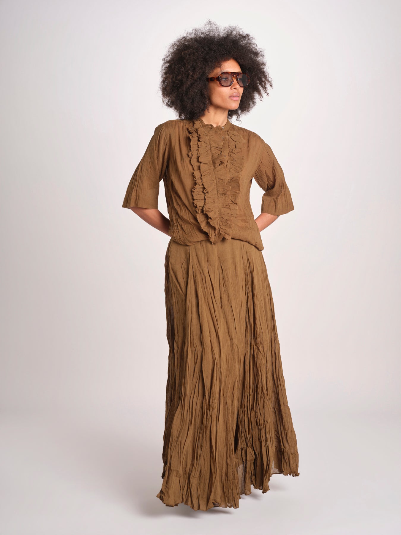 MAGRITA camicia con rouches manica corta MAGRITA SH075MAGRIT.KHA KHAKI laurence bras 