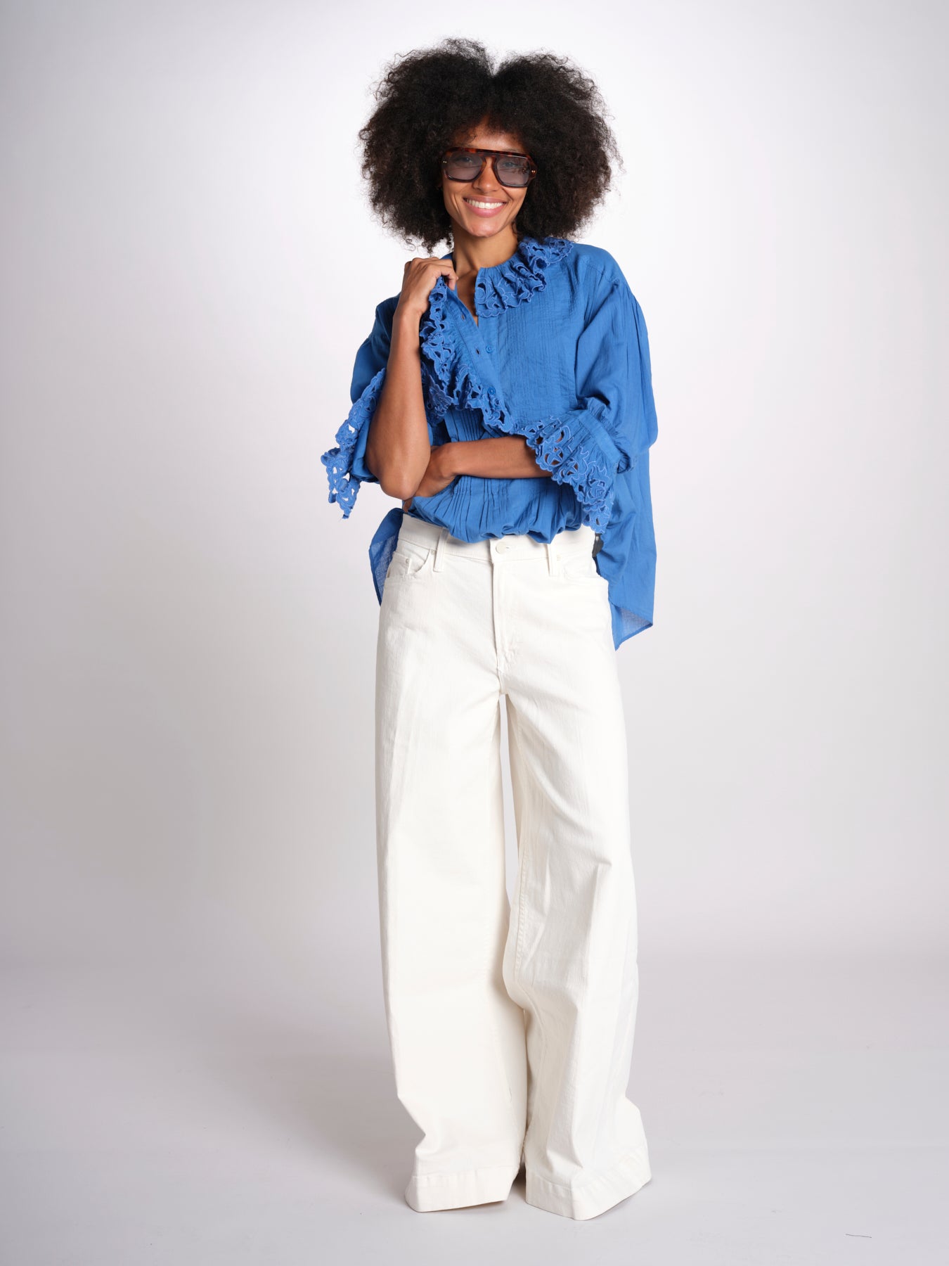 camicia con rouge POEMA SH005 BLUE laurence bras 